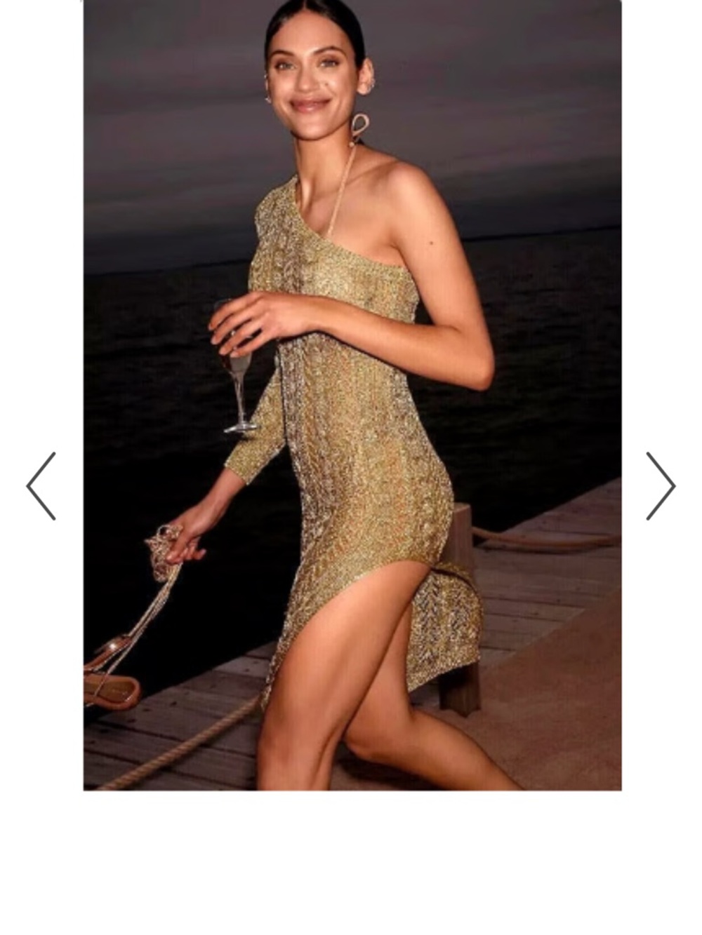 Anthropologie Mauve One-Shoulder Metallic Knit Dress New Gold